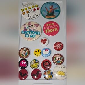 Button Pin Lot - 17 Items